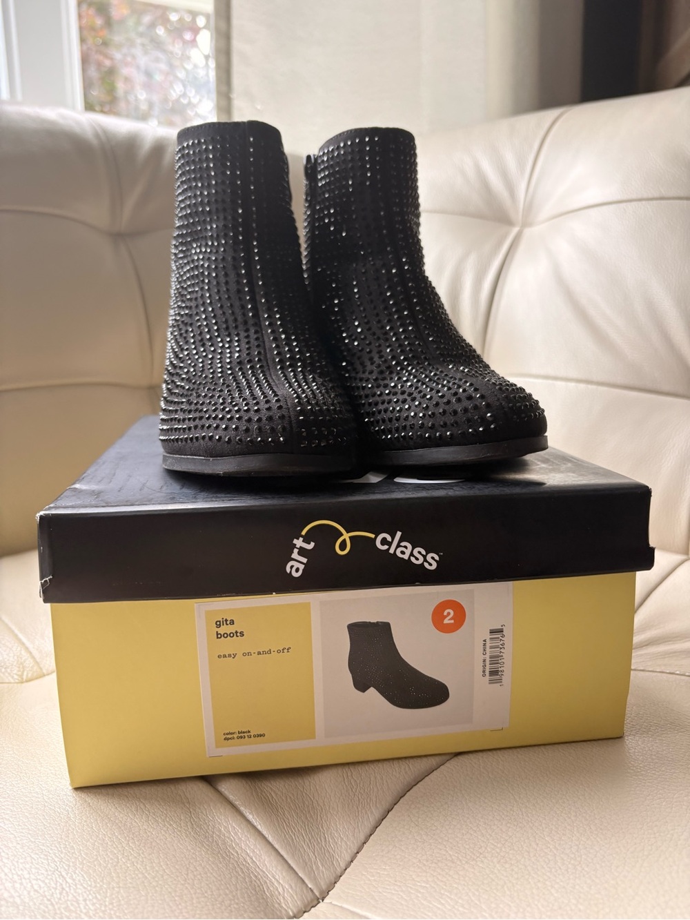 Girl art class Black Studded Gita Ankle Booties